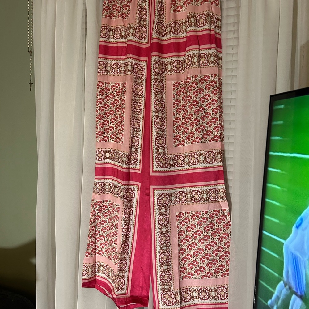 Umgee Red and Pink Patterned Pants